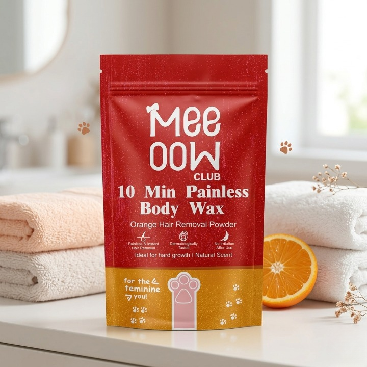 Meeoow Club 10 Min Painless Body Wax – Orange Hair Removal Powder for Smooth Skin - 100g Rs 272
