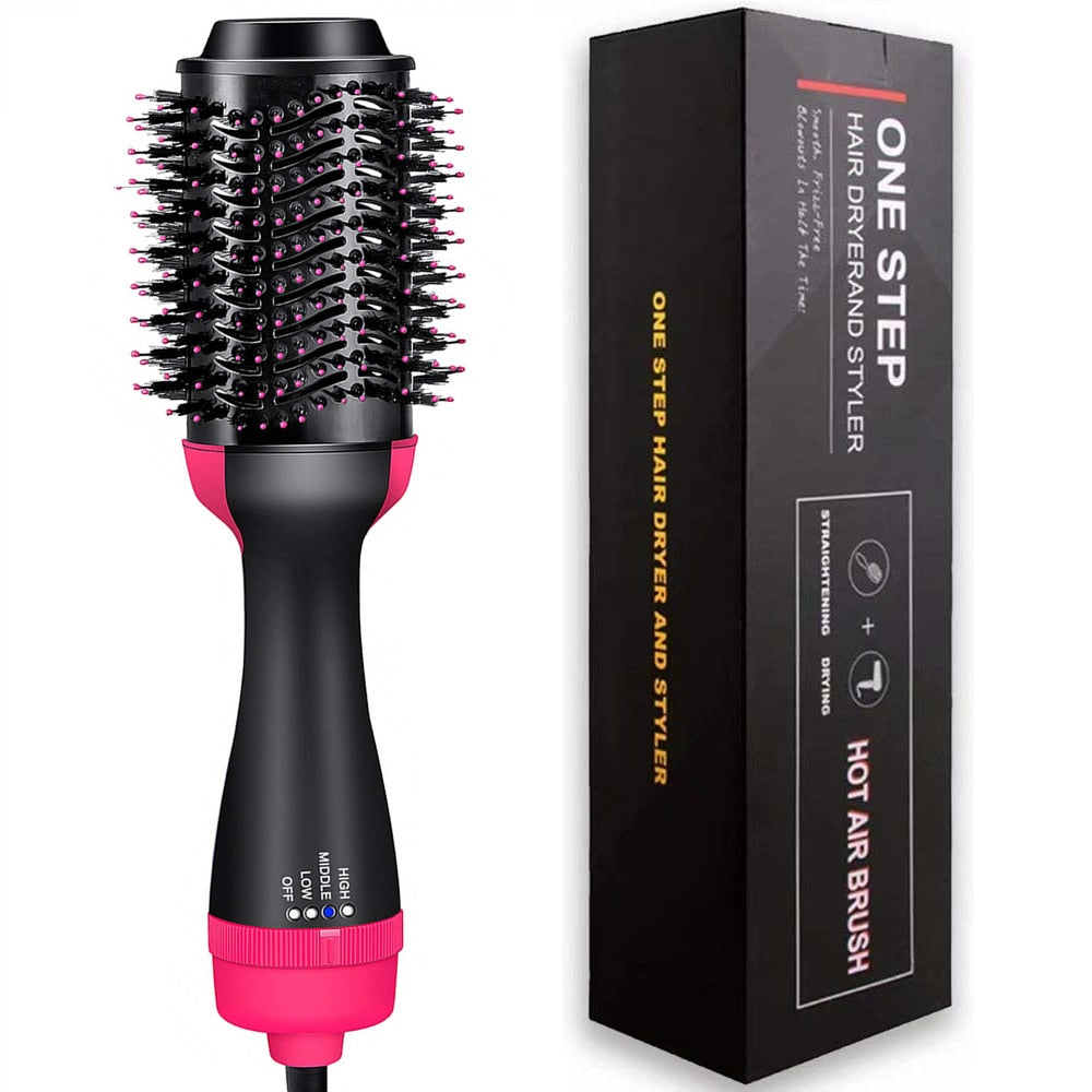 3-in-1 Hot Air Brush – Professional One-Step Hair Dryer, Straightener, and Curler