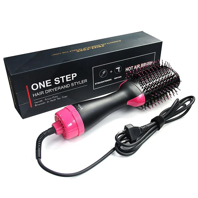 3-in-1 Hot Air Brush – Professional One-Step Hair Dryer, Straightener, and Curler