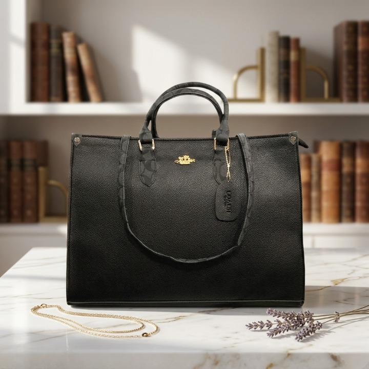 High Quality Coach Tote Bag 16x11 Inches Elegant Designer Handbag | Black