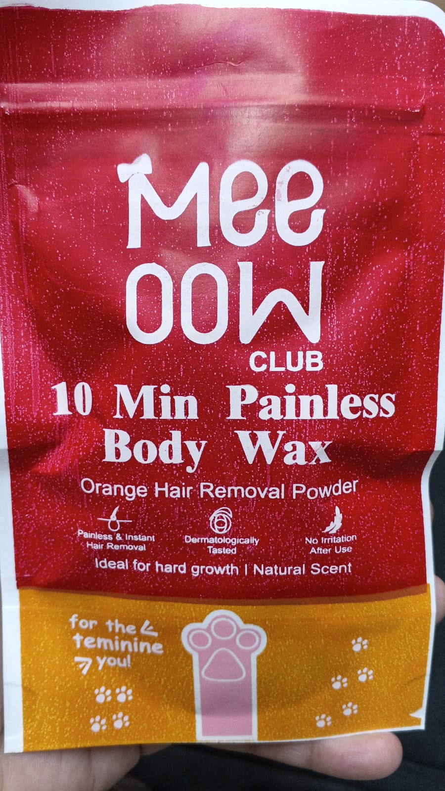 Meeoow Club 10 Min Painless Body Wax – Orange Hair Removal Powder for Smooth Skin - 100g Rs 272