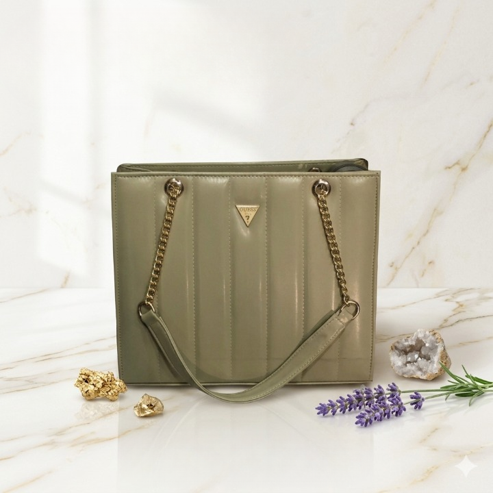 Guess Handbag 13x11 Inches Elegant Chain Strap Designer Bag | Beige