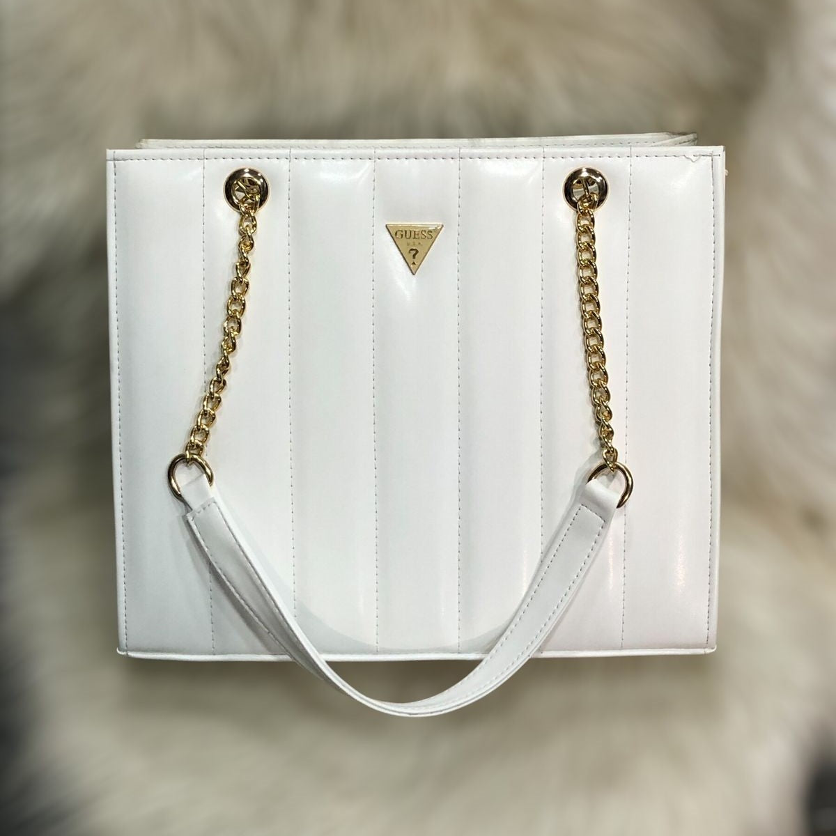 Guess Handbag 13x11 Inches Elegant Chain Strap Designer Bag | Beige